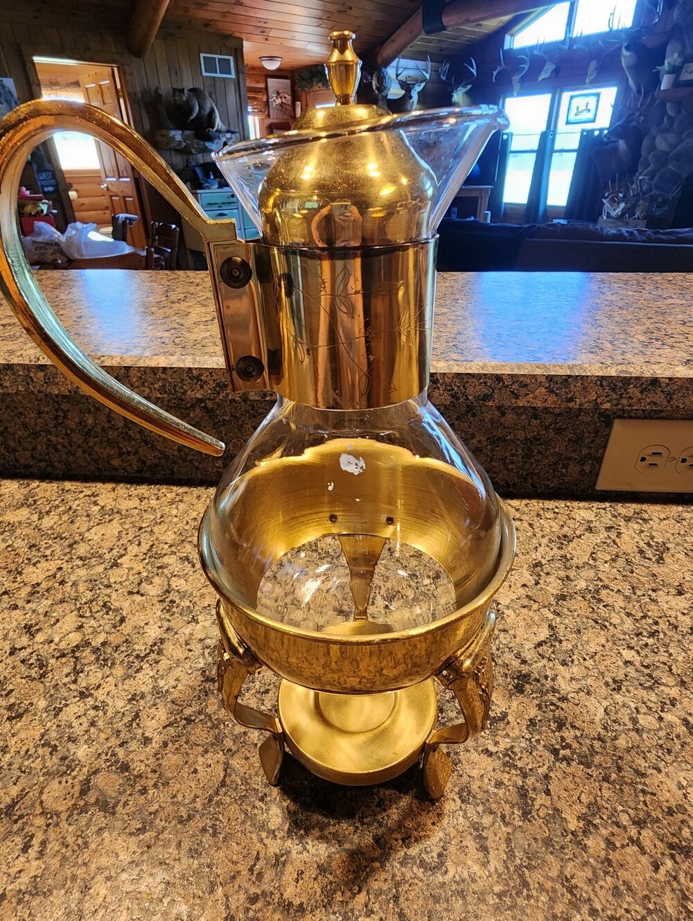 Princess House Glass/Brass Coffee Warmer